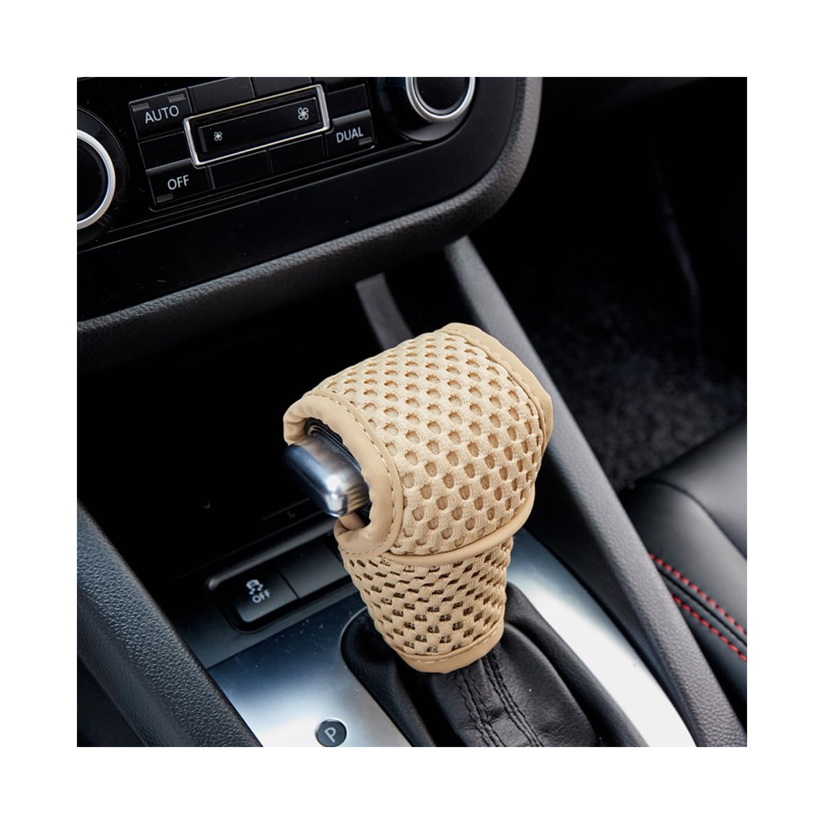 Photo 1 of Yourkar Car Gear Shift Knob Cover, Breathable Automotive Shift Knob Gear Handle Stick Protector Cover, Anti-Slip Anti-Scratch Auto Stick Shift Cover, Universal Car Accessories (Beige, Regular)