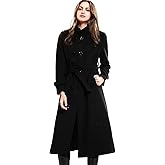 Escalier Women's Wool Trench Coat Winter Double-Breasted Jacket with Belts