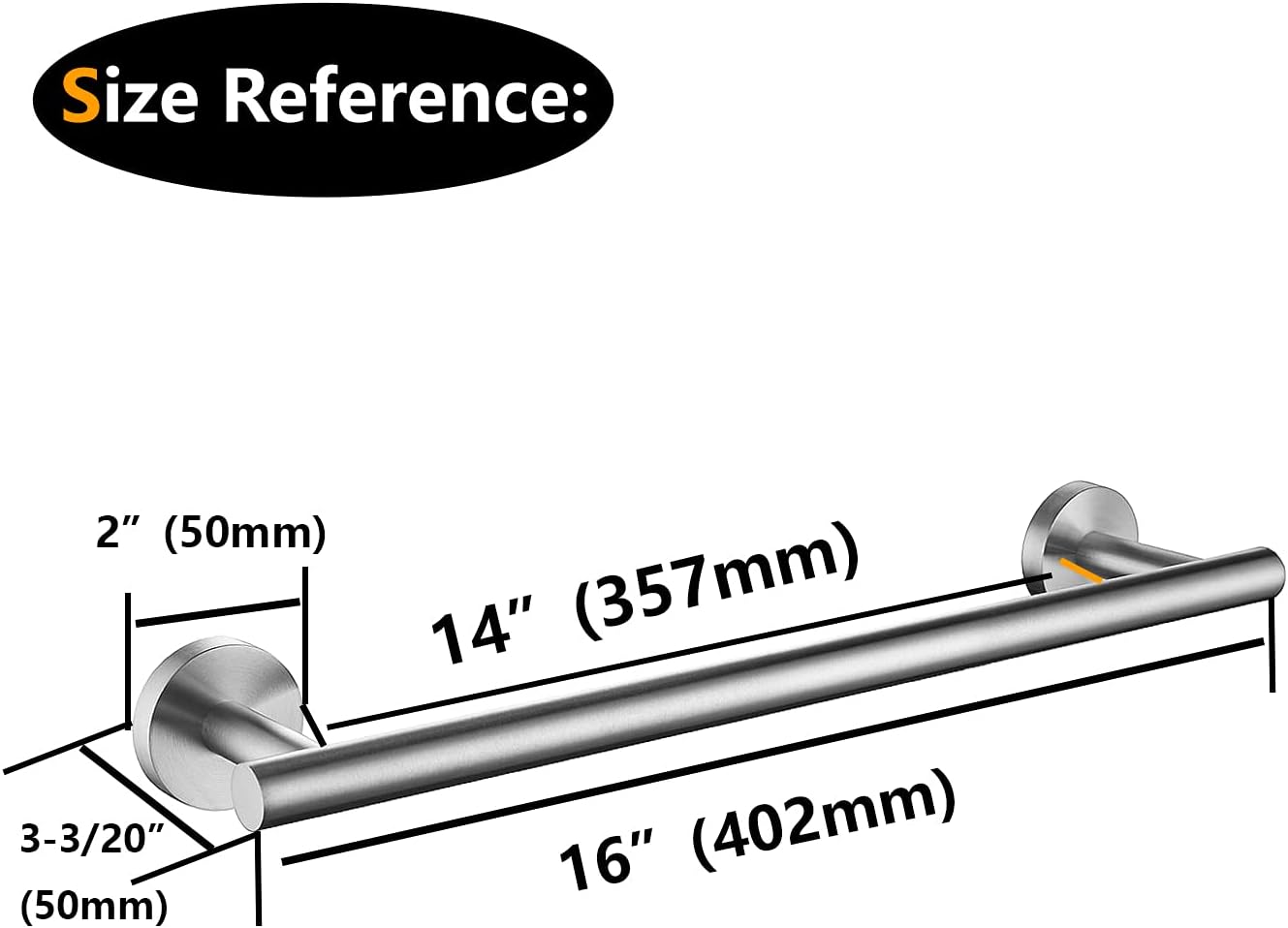 Nolimas Brushed Nickel Bath Towel Bar Single Bars Towel Rack Rod Classic Wall Mounted SUS304 Stainless Steel Bathroom Towel Holder Toilet Kitchen Towel Shelf Single Layer,16 inches: Kitchen & Dining