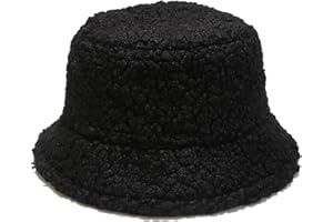 VOILIPEX Winter Warm Plush Fuzzy Bucket Hat Faux Fur Shearling Fisherman Hats for Women