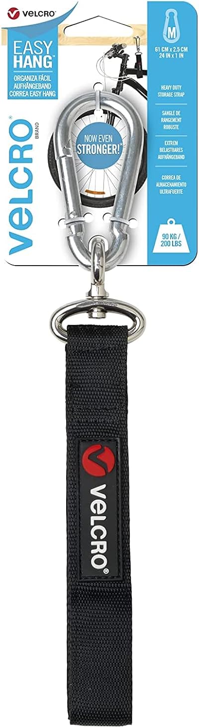 VELCRO Brand Easy Hang Strap 25mm x 61cm Black Reusable Storage