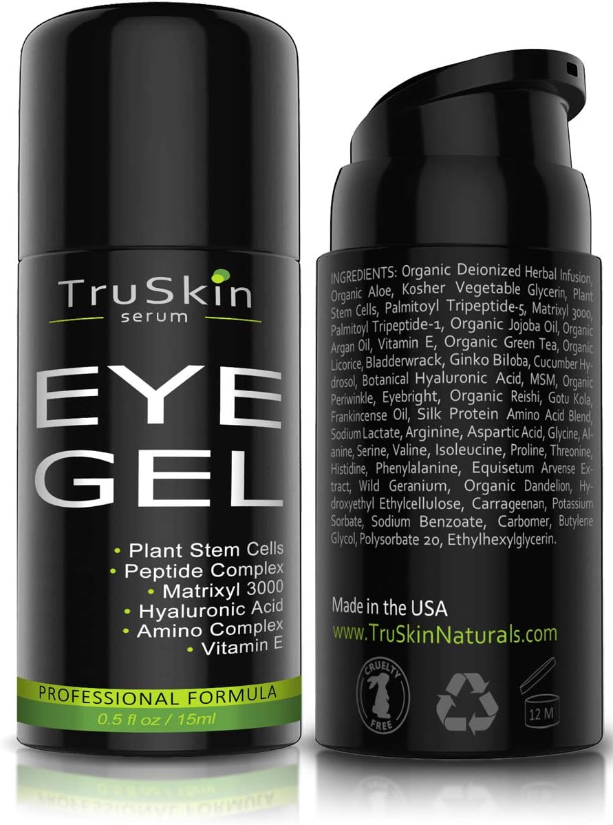 TruSkin Eye Gel Advanced Formula, Plant Based with Hyaluronic Acid and Vitamin E