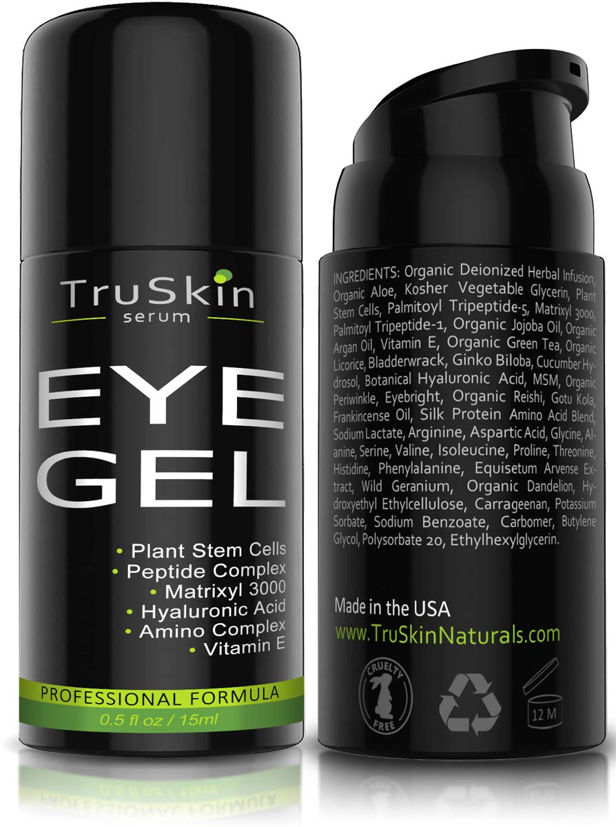 TruSkin Eye Gel Advanced Formula, Plant Based with Hyaluronic Acid and Vitamin E: Beauty