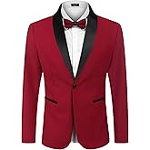 COOFANDY Men's Tuxedo Jacket One Button Dress Suit Blazer Jacket for Wedding Dinner Prom Party