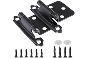 KIW 10 Pair/20 Pack Kitchen Cabinet Hinges Black Matte Self-Closing Cabinet Hinges 1/2 Overlay Matte Kitchen Cabinet Cupboard Hinges For Doors Variable Furniture Face Frame Flush Mount Hinges Hardware