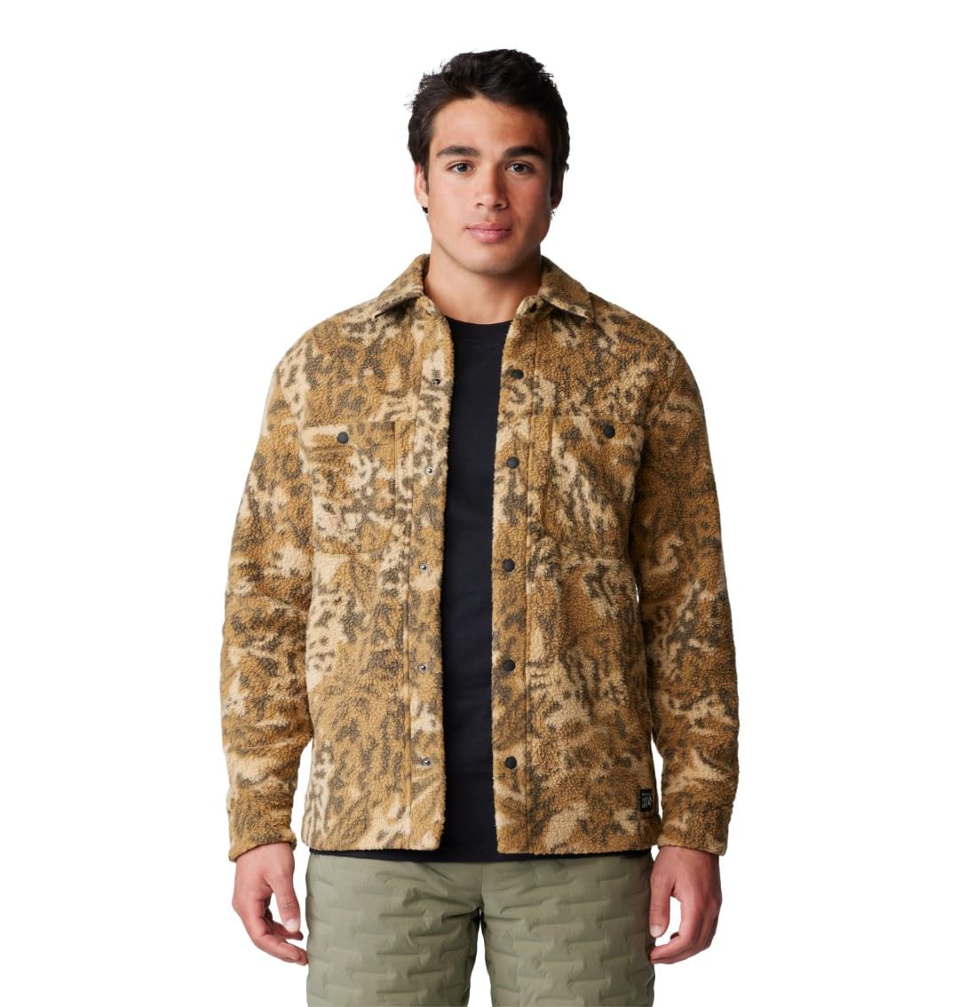 Mountain Hardwear Men’s Hicamp Fleece Shacket, Corozo Nut Forests Floor Print, Large