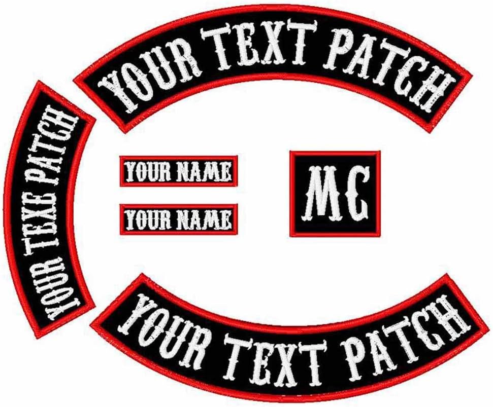 Amazon Com 6 Pack Custom Embroidered Mc Biker Patches Personalized Embroidery Rocker Patch Rider Motorcycle Patches Back Name Patch Appliqued Iron On Sew On Veterans Jacket Black Fabric White Text Red Border Gave her everything, now what you asking? 6 pack custom embroidered mc biker patches personalized embroidery rocker patch rider motorcycle patches back name patch appliqued iron on sew on
