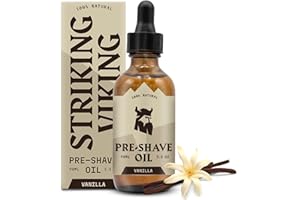 Striking Viking Pre-Shave Oil for Men - 3.3 fl oz, Pack of 1, Vanilla - Smooth Glide & Safety Razor Protection - Fast-Absorbing Formula for Electric Razor - Travel-Friendly Face Shaving Oil