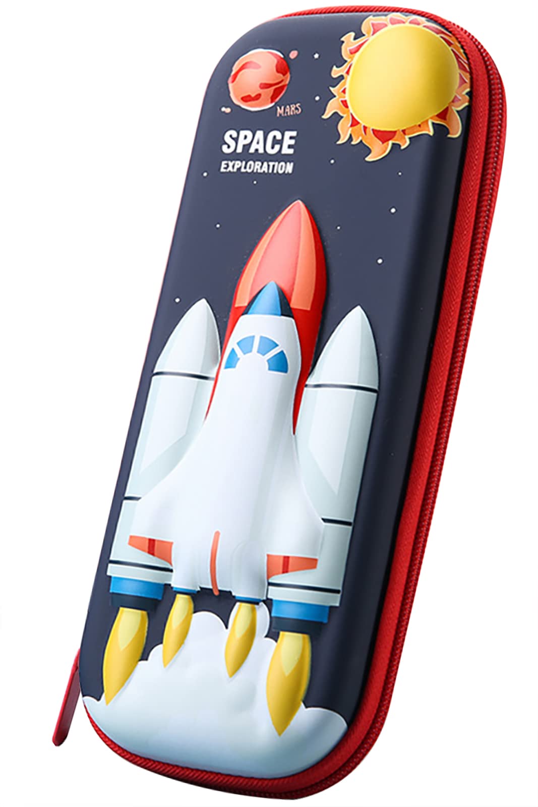 MCWTH Pencil Case for Kids Boys Girls 3D Space Shuttle Large Capacity Waterproof Pencil Box with Compartments Cute Pen Pouch for Kindergarten and School