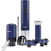 Ivation All-in-One Wine Gift Set – Includes Electric Bottle Opener, Aerator Dispenser, Preserver Pump, 2 Cork Stoppers, Foil 