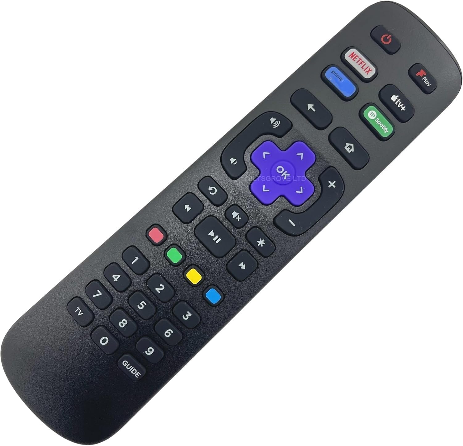 Remote Control Compatible with Currys TCL ROKU Smart TV - Spotify, Netflix, Freeview Play Buttons - 32RS520K 40RS520K 43RP620K 50RP620K, 50RP620K 55RP620K 65RP620K