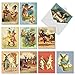 The Best Card Company - 10 Boxed Note Cards Blank (4 x 5.12 Inch) - Bulk Assorted Cards, Vintage Pictures - Vintage Funny Bunnies M2345OCB