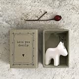 East of India Porcelain Matchbox Little Reindeer Love You You Words Keepsake view 2