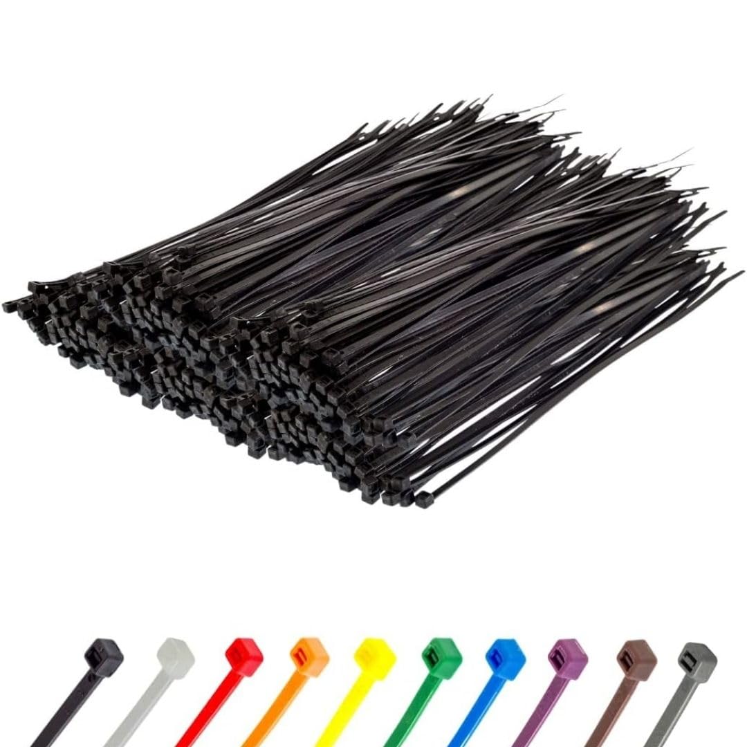 Gocableties Black Cable Ties, 300mm x 3.6mm, Bulk Pack of 1000, 12” Premium Nylon Zip Ties, Multi-Purpose Plastic Tie Wraps, Secure Self-Locking Mechanism, for Home, Garden, Office and DIY