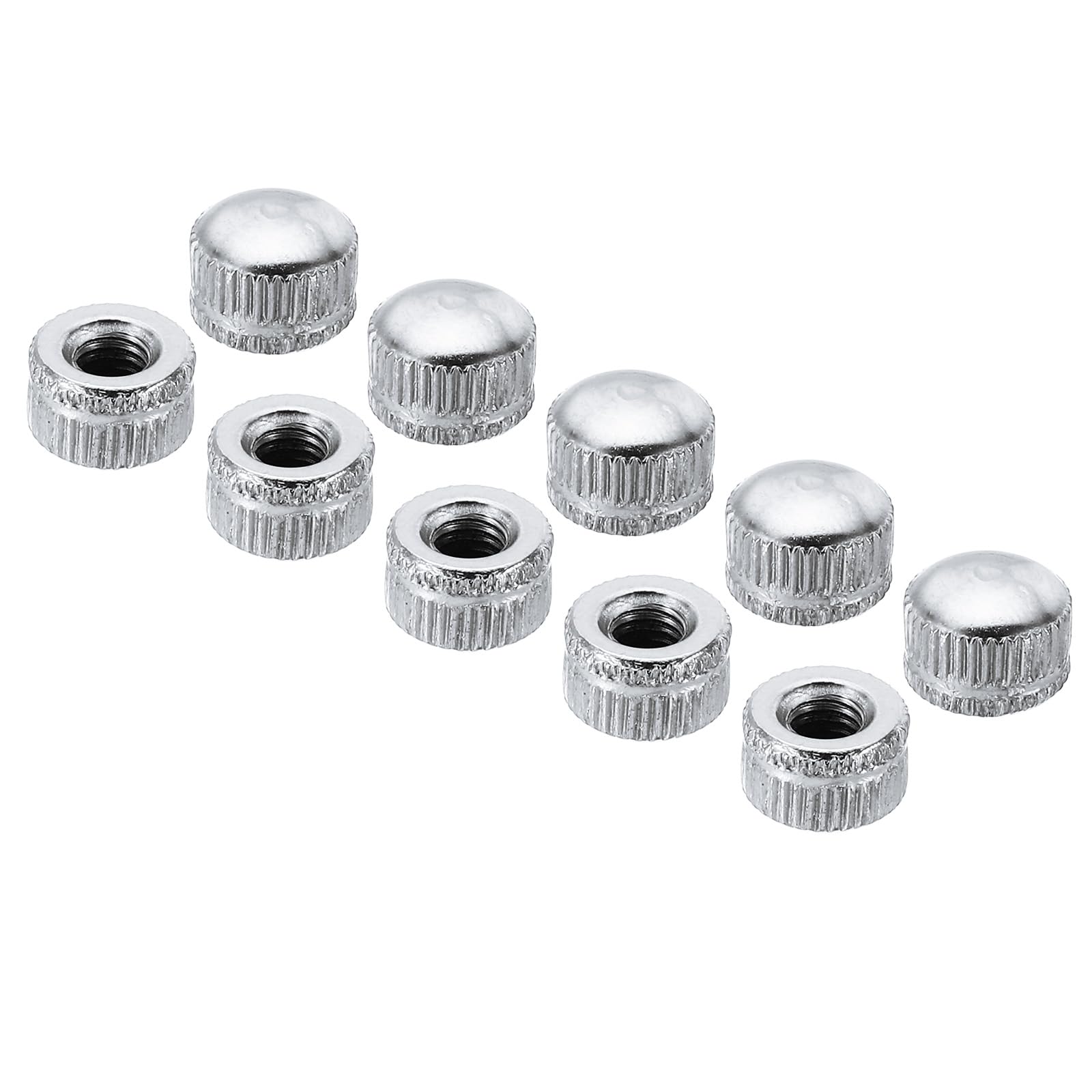 PATIKIL M5x9x11 Cap Nut, 30 Pcs Acorn Nut Screw Knob Cap Insert Bolt Cover Female Thread Knurled Hardware Fittings Light Fixtures, Silver Tone