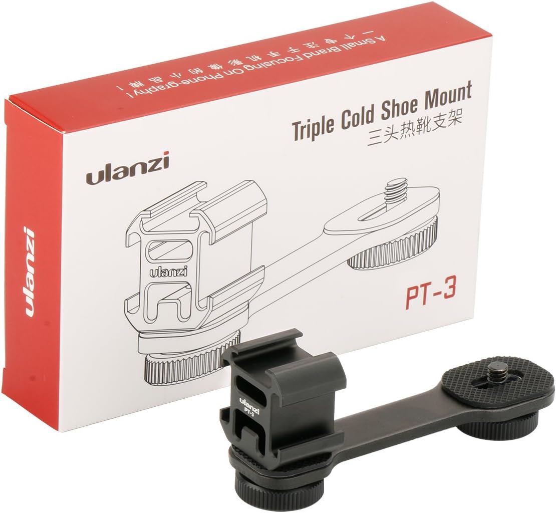 Ulanzi PT-3 Triple Cold Shoe Gimbal Microphone Mount Extenstion Bar, w 1/4 inch Adapter Video Light Microphone Mount Compatible for DJI OM 4/OSMO Mobile3/Zhiyun Smooth q 4/Feiyu Gimbal Stabilizer : Camera & Photo