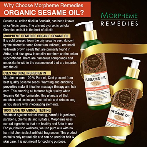 image for Morpheme Remedies Organic Sesame Oil (Pure ColdPressed Oil) For Hair, 