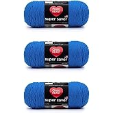 Red Heart Super Saver Yarn for Crocheting &amp; Knitting, Delft Blue, 3-Pack | #4 Medium Worsted Weight Acrylic Soft Yarn for Blankets, Beanies, Amigurumi, and Beginner Projects, 364 yards, 198g/7oz