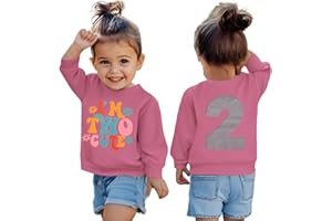 KEKEMI Birthday Sweatshirt for Toddler Girl I’M TWO CUTE Birthday Girl Outfit 2T B-Day Party Long Sleeve Shirt Cute Fall Tops