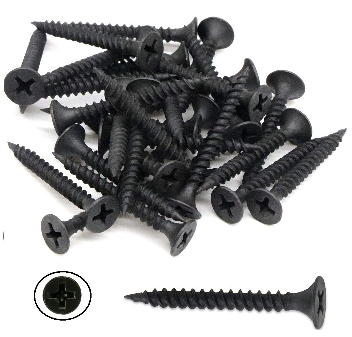 TERF® Drywall Fine Thread Sharp Point Screws 3.5 X 35mm Phillips Drive Flat Countersunk Black Screws For Drywall Plasterboard Wood and other similar types Screw Size 3.5 X 35mm - Pack of 100