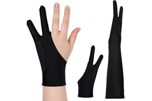 Digital Drawing Glove Two-Finger Artist Glove for Drawing Tablet, Rejection Gloves Paper Sketching Art Gloves Fits Left and R