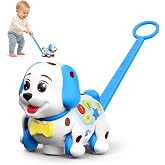 Push Along Puppy Toys for 1 2 Year Old Boy Gifts, Musical Educational Toy with Detachable Handle, LED Display, Bilingual ABC 123, Birthday Gift for 1,2 Year Old Boy