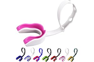 Oral Mart White/Pink Strapped Youth Mouth Guard for Kids - Sports Mouthguard with Connected Strap for Ice Hockey, Football, L