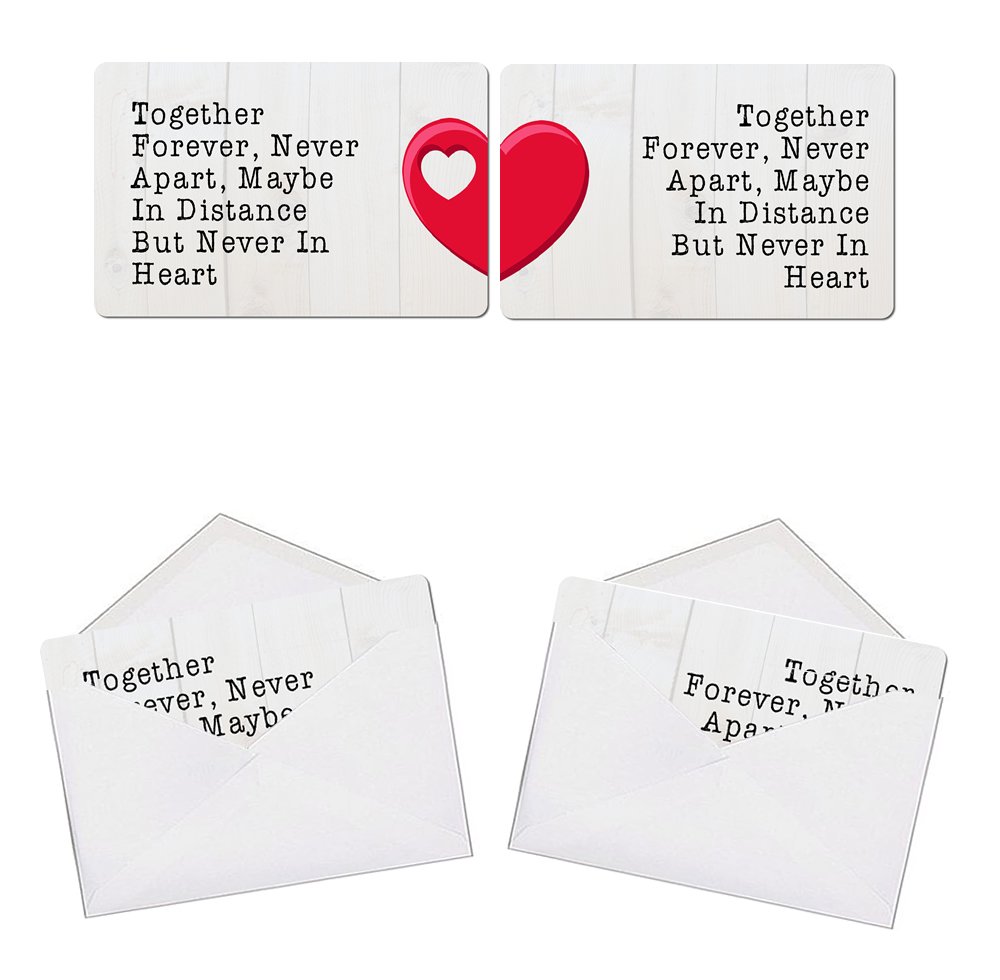 Twin Together Forever, Never Apart His Hers Love Heart Metal Sentimental Keepsake Gift Credit Card Sized Wallet/Purse Cards Valentines Day Christmas Birthday