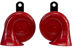 HELLA 007424801 Twin Trumpet High/Low Tone 12V Horn Kit with Bracket, Red