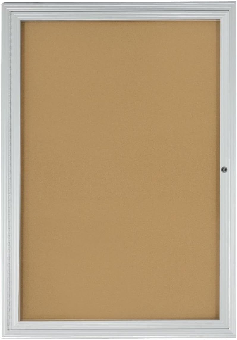 Displays2go 2x3 Foot Cork Enclosed Bulletin Board, 24 x 36