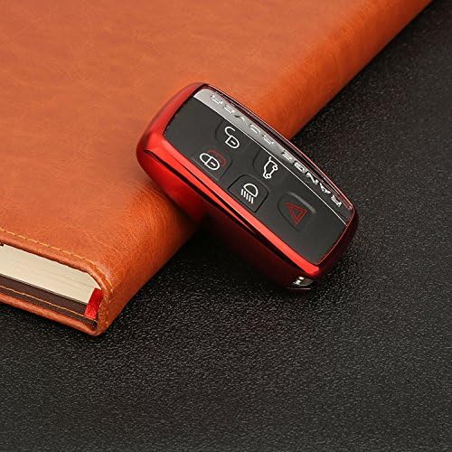 DeAutoBug Smart Keyless Remote Case Key Soft PU Protector Shell Key Fob Holder for Land Rover Evoque Freelander Discovery Sport Range Rover (Red)