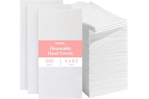 Prestee 200 Disposable Bathroom Napkins | Linen Feel Disposable Paper Hand Towels | Single-Use Cloth-Like Guest Towels | Dinn