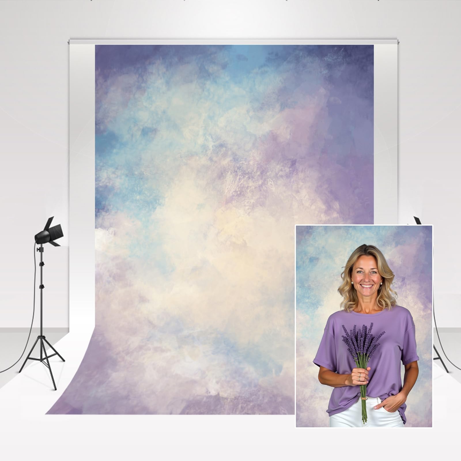 Kate Backdrop Photography 2x3m Blue Purple Abstract Photo Shooting Backdrop Family Background for Portraits Dream Wedding Photo Booth Microfiber Soft Cloth Photography Props for Newborn