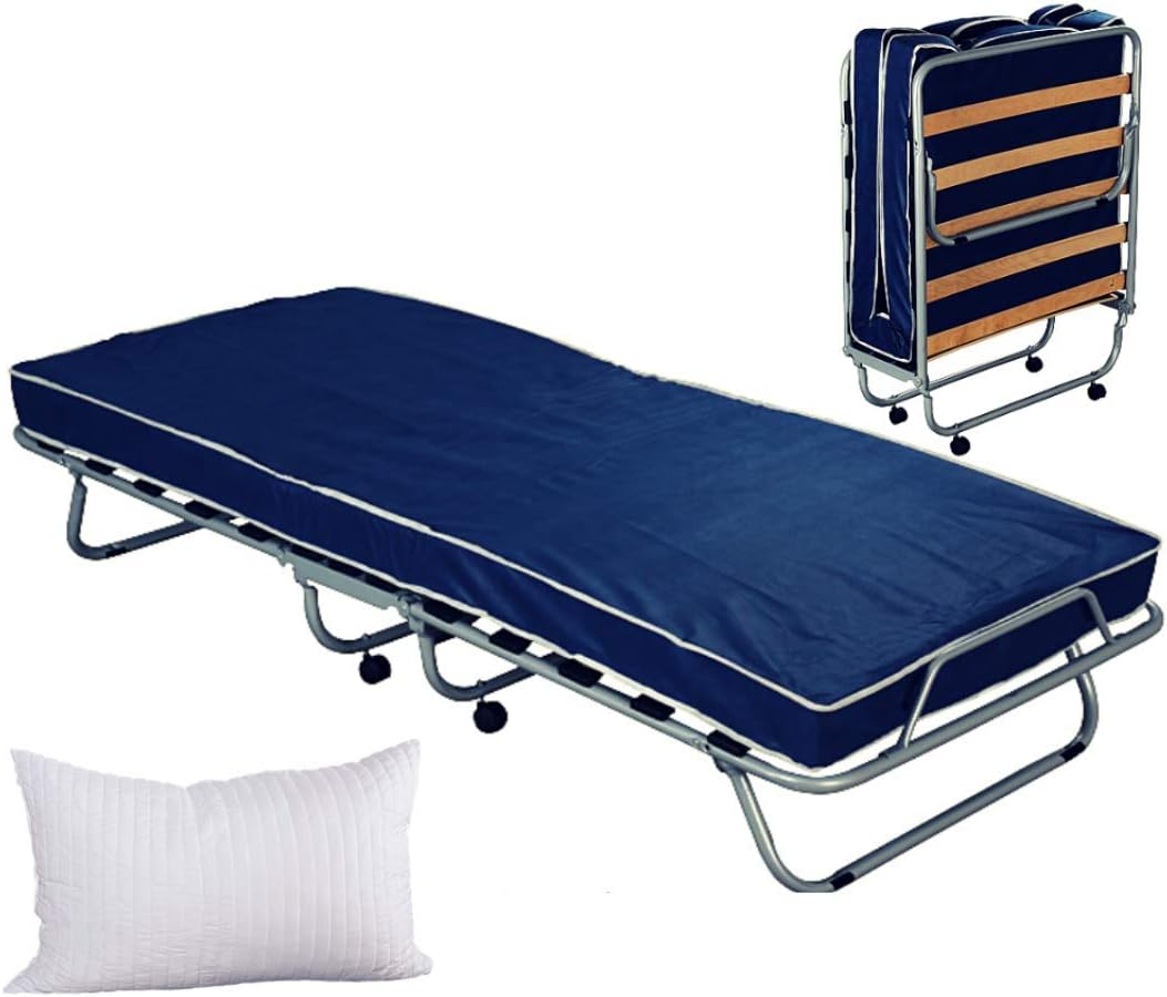 EVERGREENWEB Best Single Folding Bed with Mattress 10 cm Height