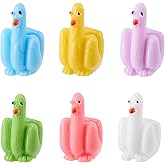 Seqiuay Middle Finger Duck, 6 Pcs Colorful Tiny Resin Mini Ducks for Micro Garden, Dollhouse and Landscape Accessories