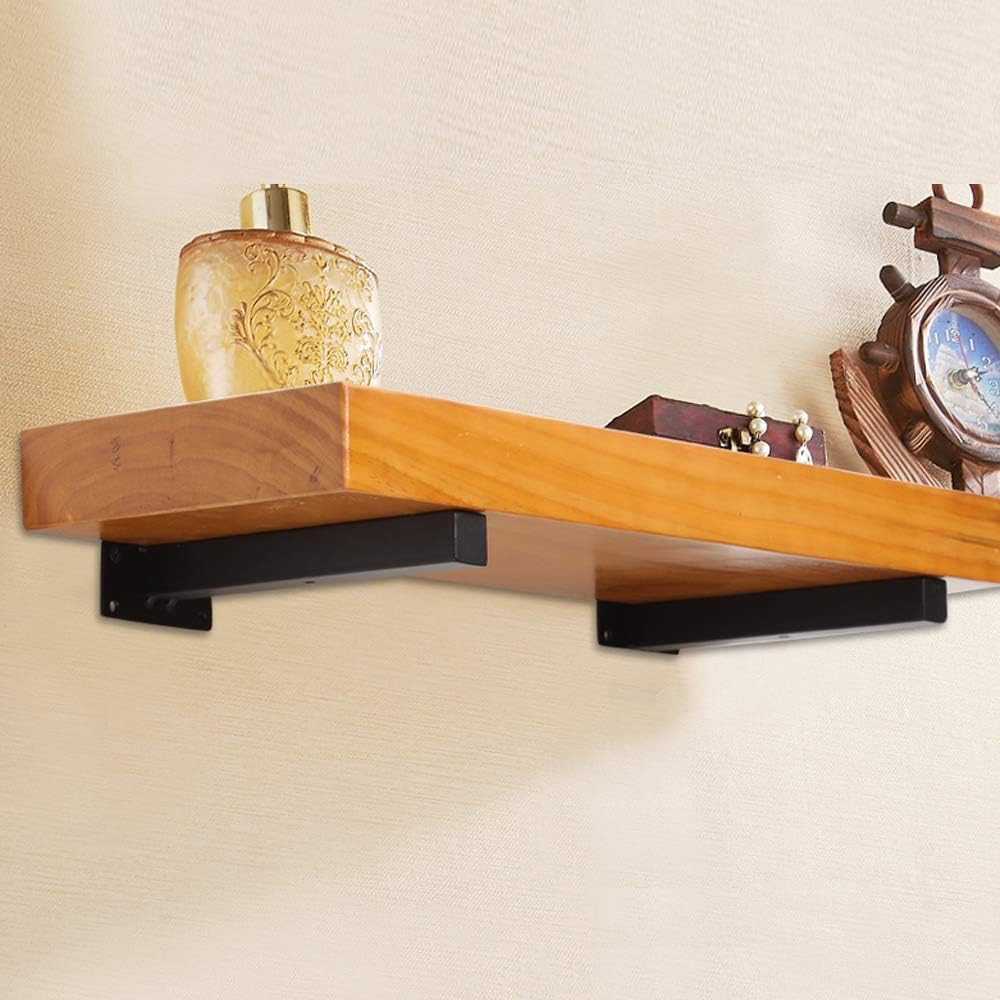 Shelf Brackets Floating Shelf Wall Mounted 8 Inch,Heavy Duty Rustic Industrial Farmhouse,for Bedroom Bathroom Living Room Kitchen Book Ledge Various Surfaces,Black 4 Pack: Home Improvement