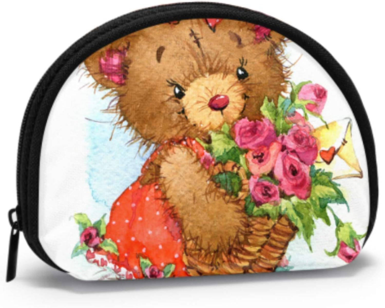 Purse Coin Pouch Cute Drawn Teddy Bear Flowers Girls Coin Purse Change