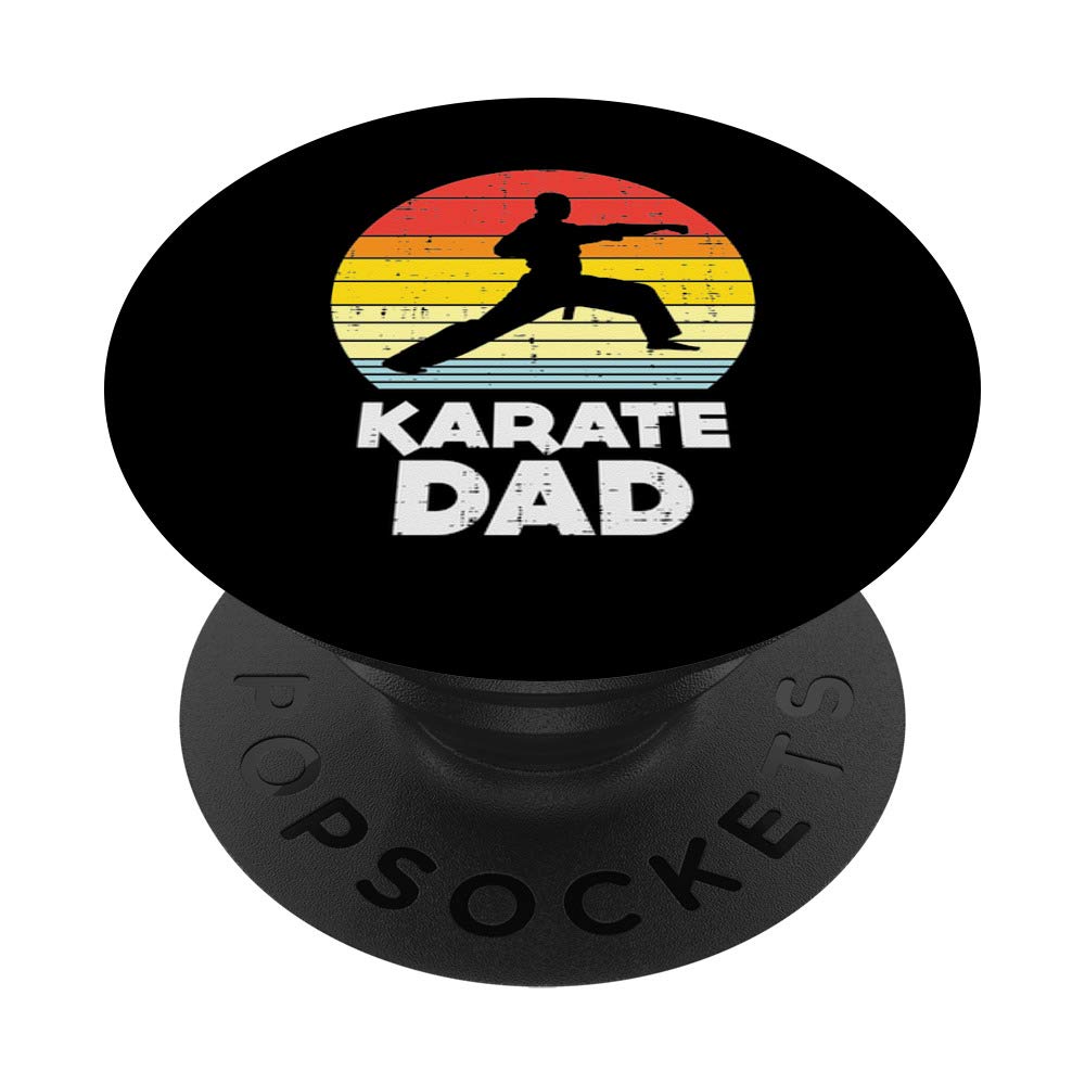 Karate Dad Sunset Retro Black Belt Martial Arts Men Gift PopSockets Grip and Stand for Phones and Tablets