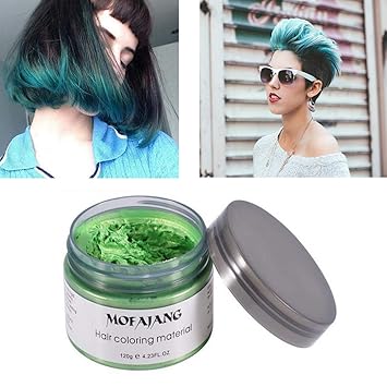 Mofajang Green Hair Color Wax Natural Hairstyle Wax 423 Oz Temporary Hairstyle Cream For Party
