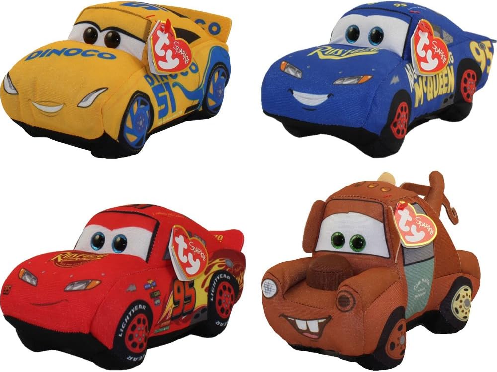 TY Beanie Babies Regular Plush - CARS 3 - SET of 4 (Cruz, Mater, Hero & Fabulous McQueen),FREE GIFT WITH PURCHASE (BRACELETE) - By ADD&SHIP
