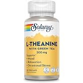 SOLARAY L-Theanine 200 mg with Green Tea, 45 VegCaps | Mood, Relaxation &amp; Occasional Stress Support, 45 Servings, Vegan, Gluten Free, Lab Verified