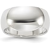 Diamond2Deal Sterling Silver 8mm Half Round Band Ring Size 7