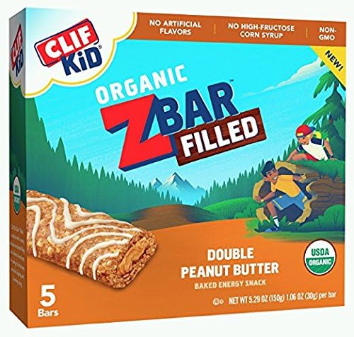 CLIF KID ZBAR FILLED Organic Energy Bar - Double Peanut Butter 1.06ozx5 bars, total 5.3oz