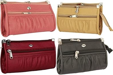 Rapid Costore Pu Leather Womens & Girls Combo Of 4 Clutches - Maroon Pink Tan Black