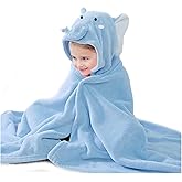 ROMASA Baby Bath Towel with Hooded Ultra Soft and Absorbent Toddlers Bathrobe Newborn Blanket Shower Gifts (Blue Elephant)