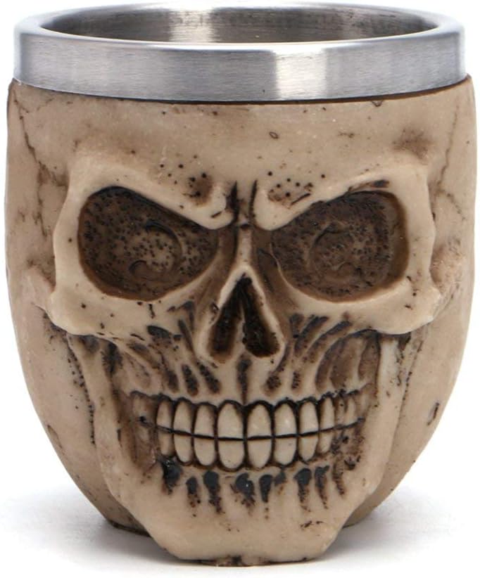 SimpleLife Taza de café de Resina de Acero Inoxidable Taza de café Esqueleto de Calavera Decoración de Halloween Solo cráneo 7x8.5cm / 2.76