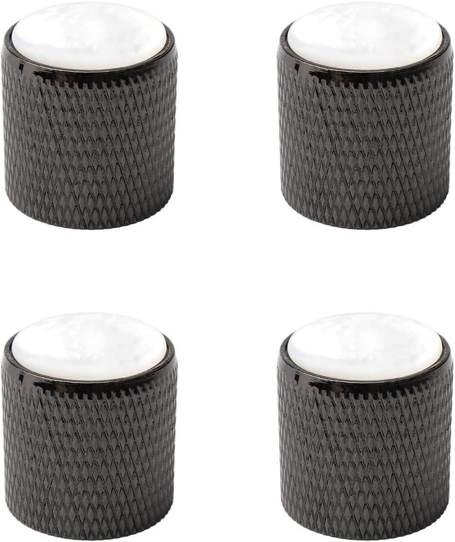 Rowiz 4pcs Metal Domed Volume Tone Control Knobs Pearl White Top for Electric Guitar