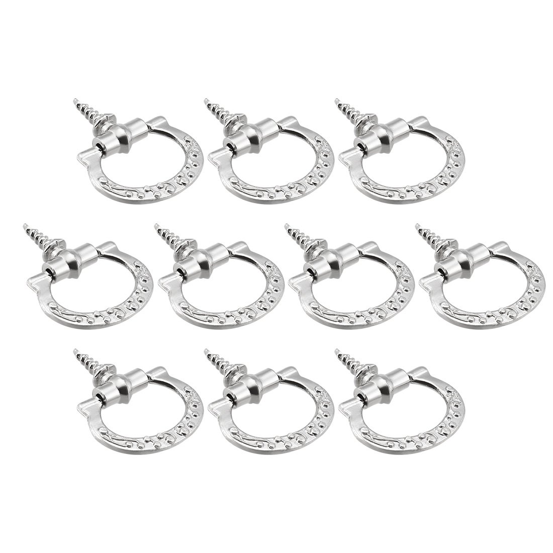 Sourcingmap 24mmx27mm Jewelry Box Wooden Case Ring Pull Handle Silver Tone 10 Pack