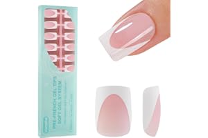 Vansiho Deep French Gel Nail Tips, 150Pcs Short Square Nail Tips, Pink Soft Gel French Tips Press on Nails, Fake Nails for Nail Art DIY 15 Sizes