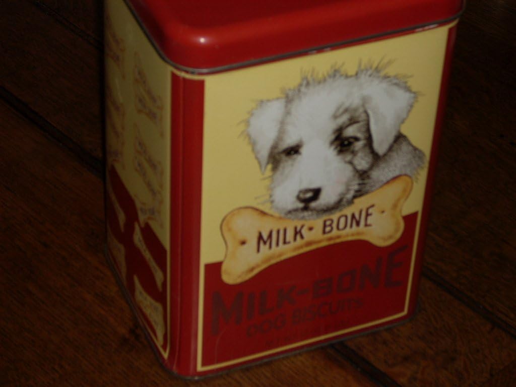 Vintage MILK BONE DOG BISCUITS Tin 8.5" x 6" x 4.5